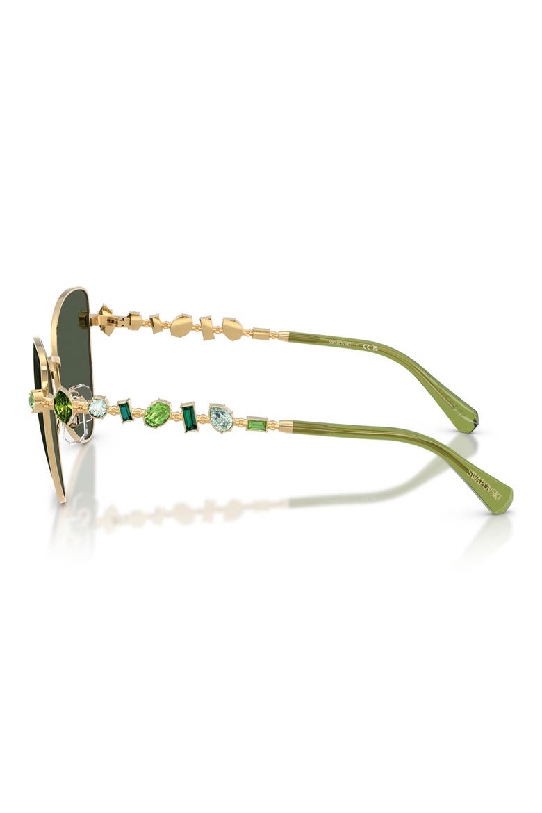 56mm Butterfly Sunglasses, Alternate, color, GOLD / LIGHT GREEN