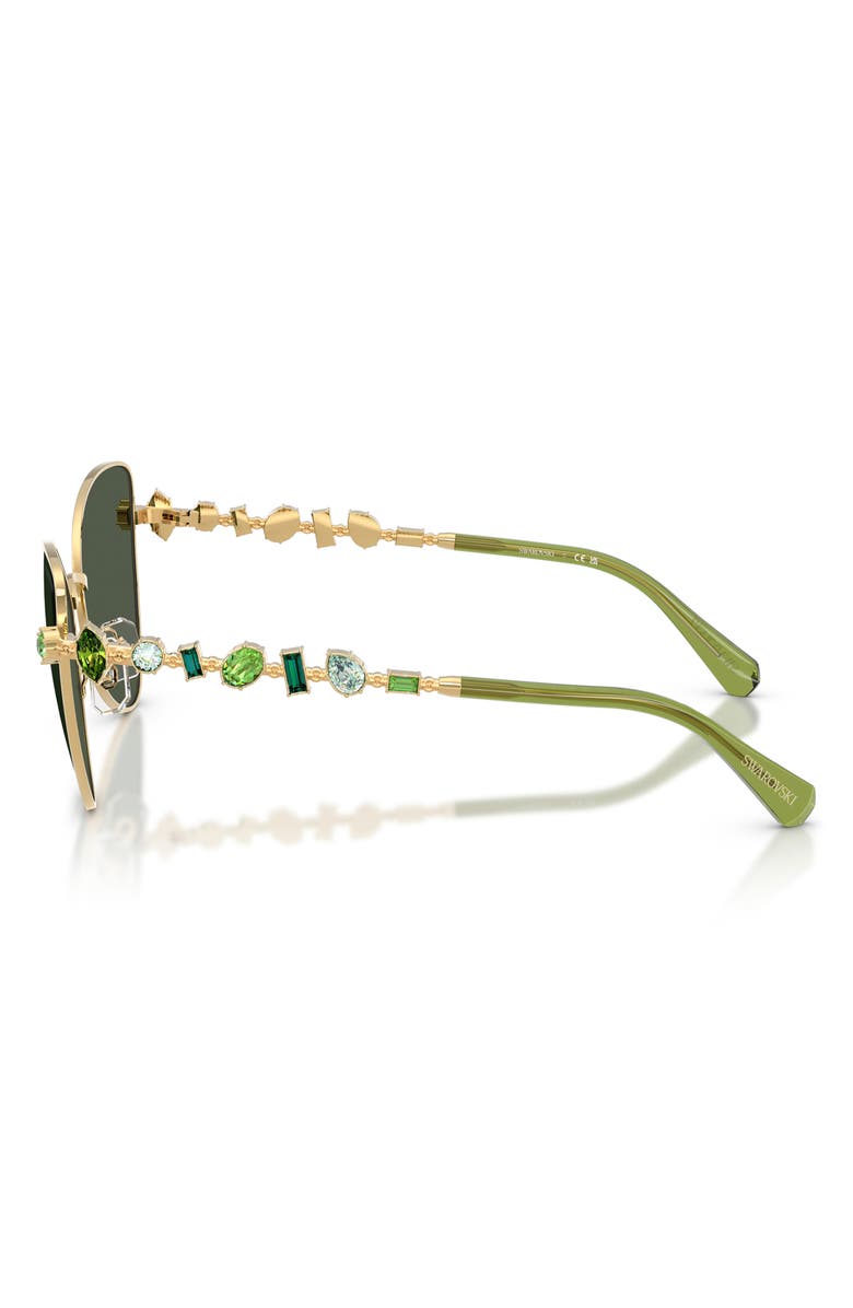 Swarovski 56mm Butterfly Sunglasses, Alternate, color, Gold / Light Green