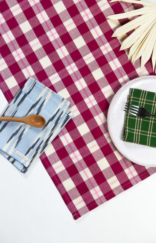 Archive New Yrok Handwoven Abigail Cranberry Plaid Cotton Table Runner In Red