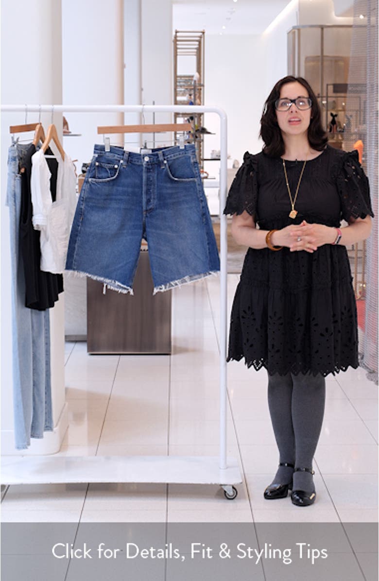 Ayla High Waist Denim Cutoff Bermuda Shorts, sales video thumbnail