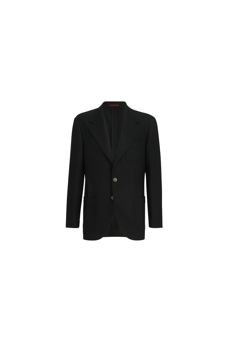 Cashmere Panama deconstructed blazer with patch pockets, Alternate, color, Black