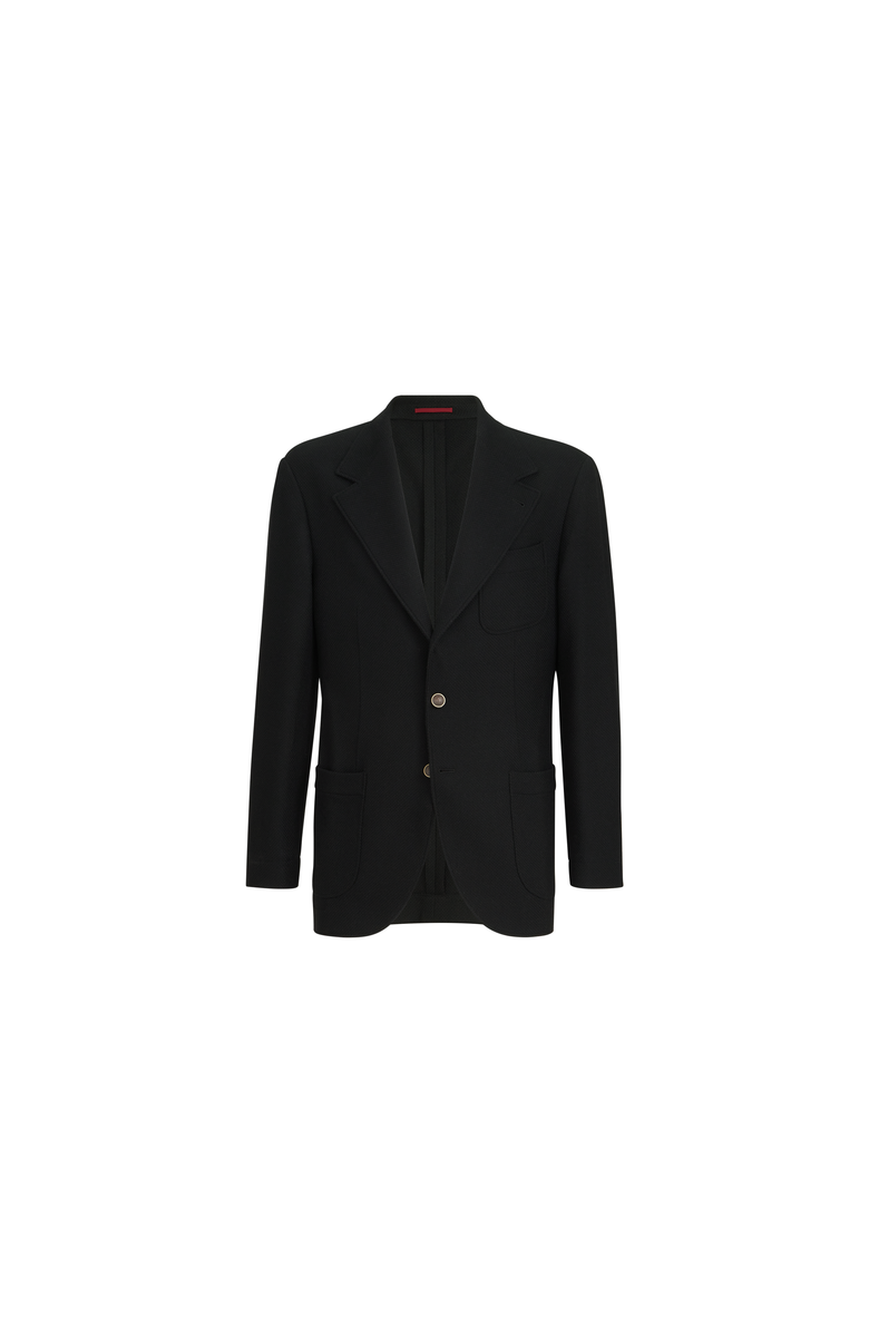 Brunello Cucinelli Cashmere Panama deconstructed blazer with patch pockets, Alternate, color, Black