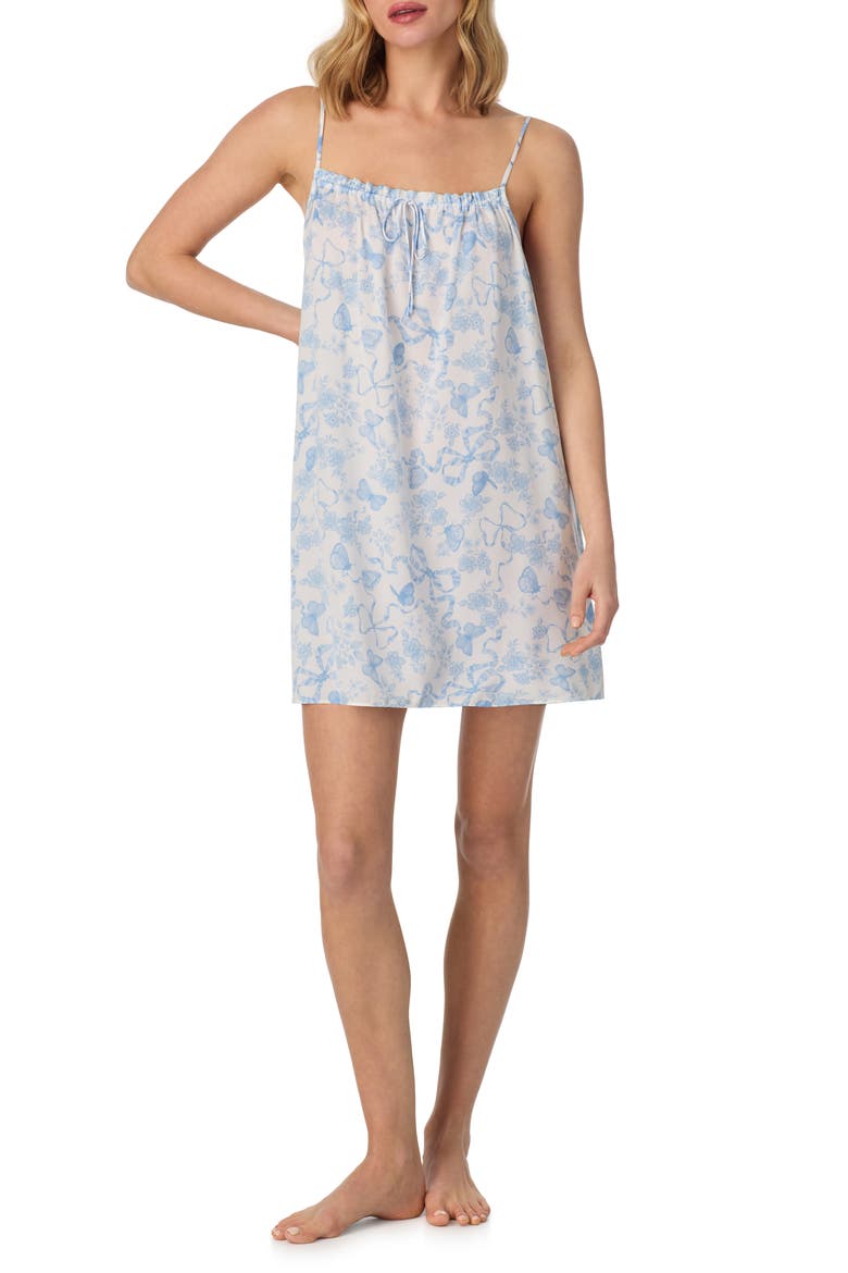 Izzy Butterflies & Bows Satin Chemise, Alternate, color, WHITE BLUE