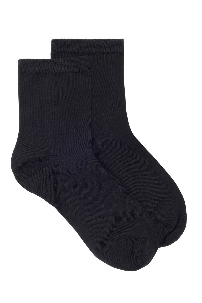 Everyday Low Flat Knit Crew Socks, Alternate, color, BLACK