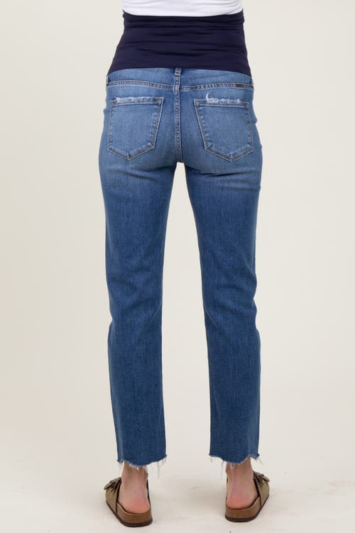 Pinkblush Distressed Raw Hem Slim Straight Maternity Jeans In Multi