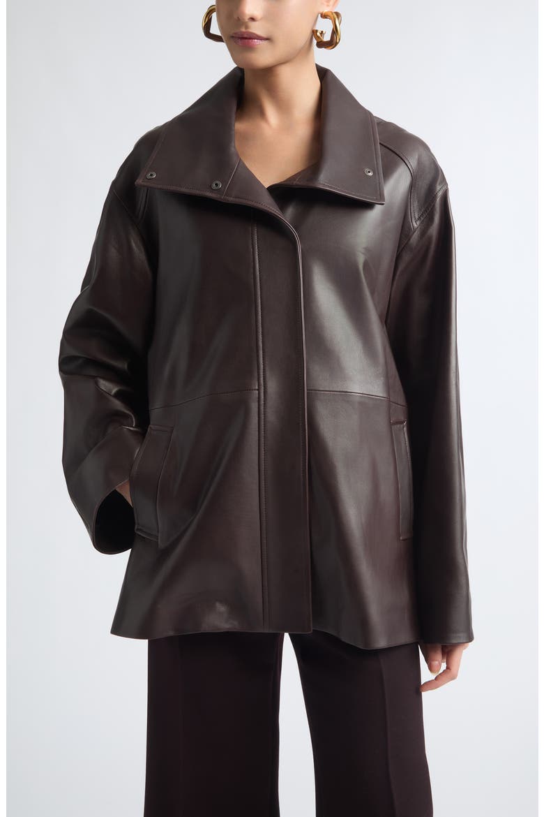 Lowen Leather Jacket, Main, color, DARK BROWN