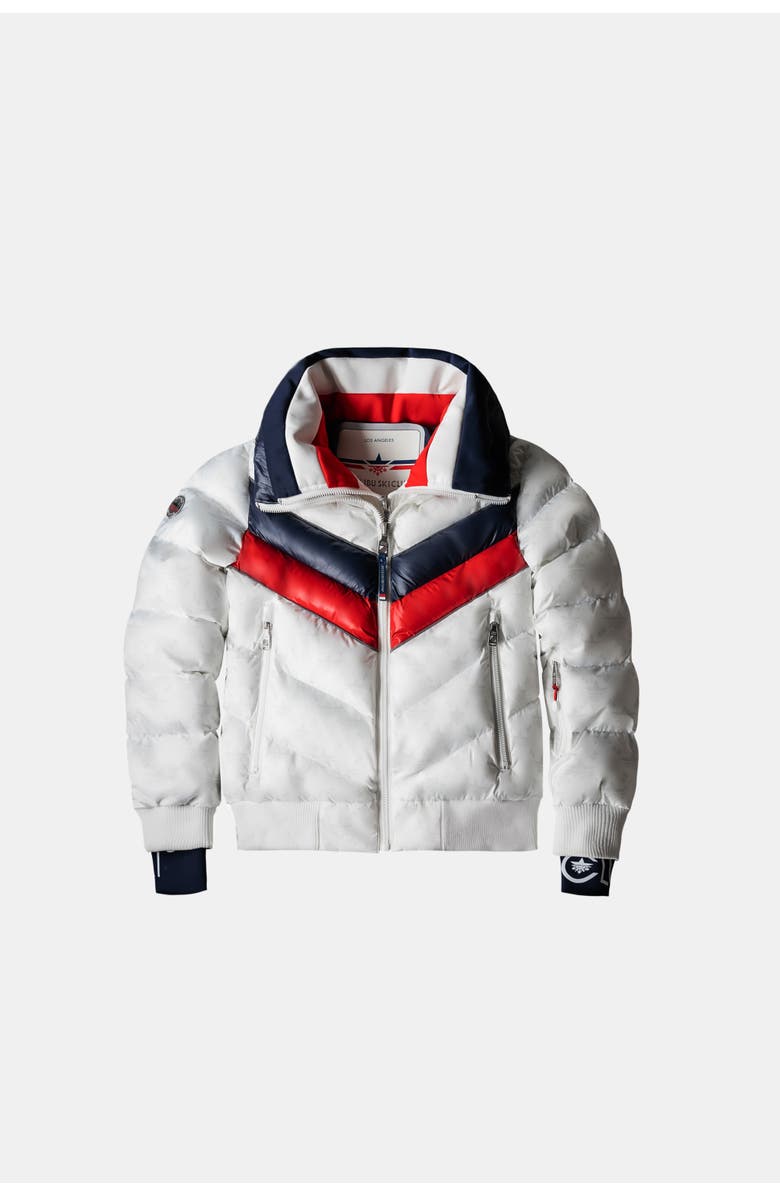 Malibu Ski Club Monogram Racer Jacket, Alternate, color, White