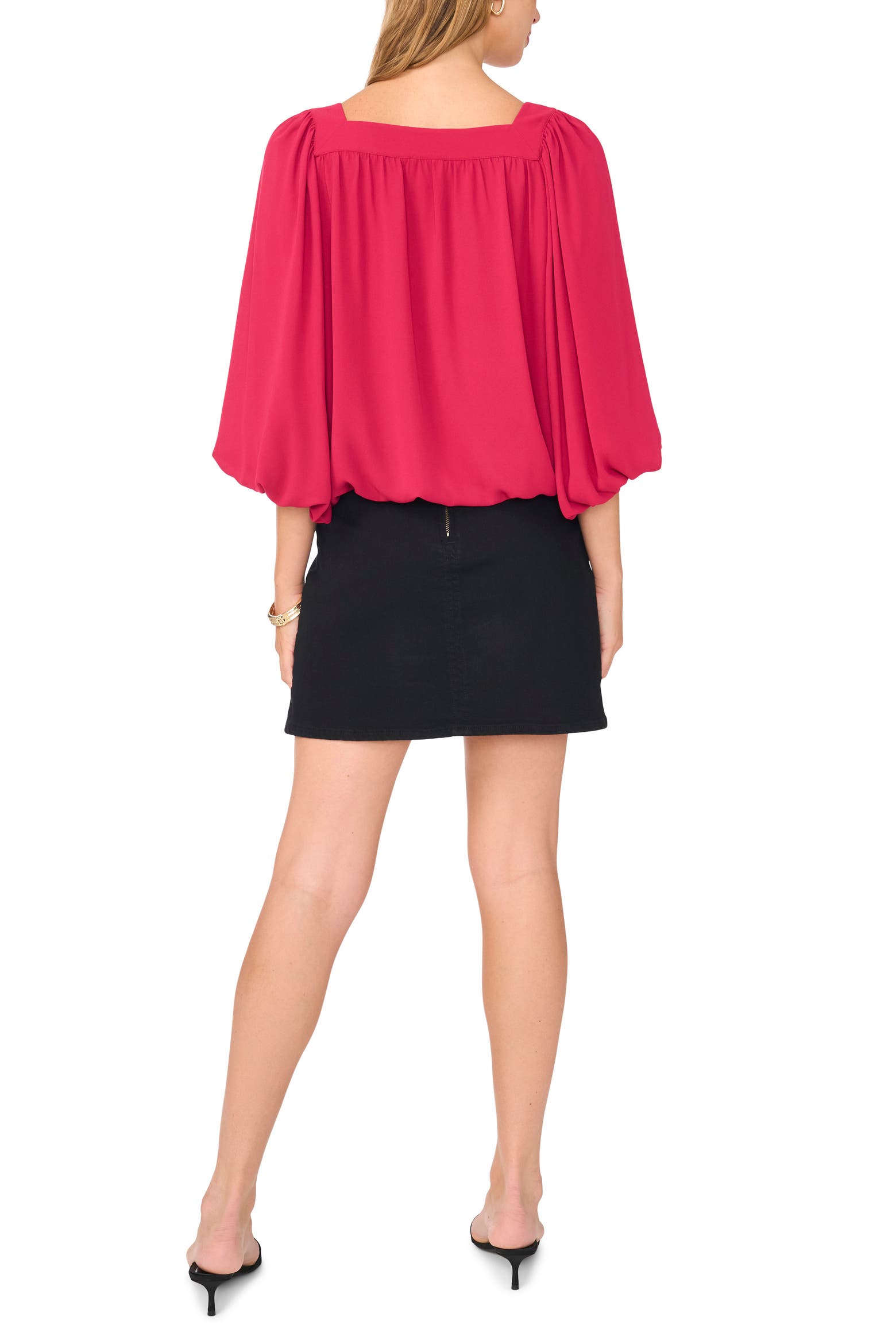 What Is Raspberry Boba Vince Camuto Square Neck Bubble Top (Women) | Nordstrom