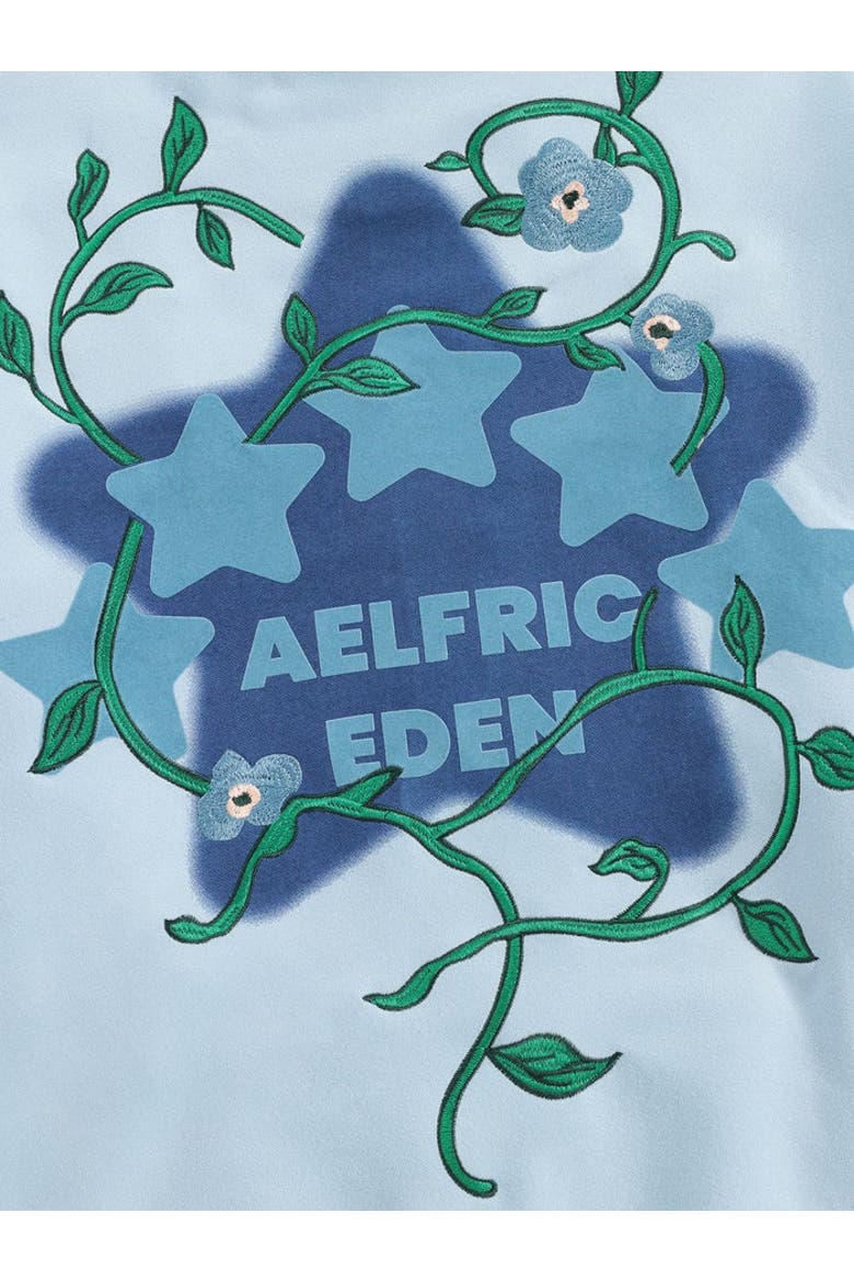 Beaded Floral Eden Star Pullover Hoodie, Alternate, color, Blue