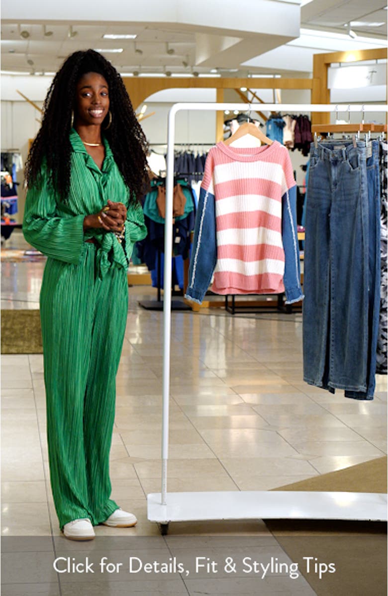 Kids' Denim Sleeve Stripe Sweater, sales video thumbnail