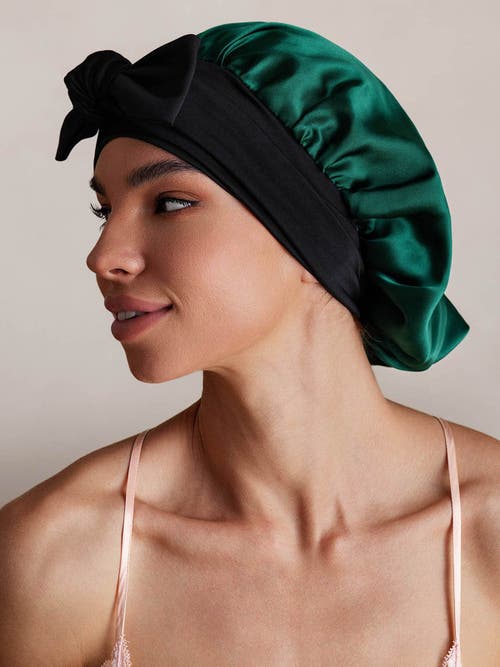 Silksilky Pure Silk Bowknot Tie Bonnet In Green