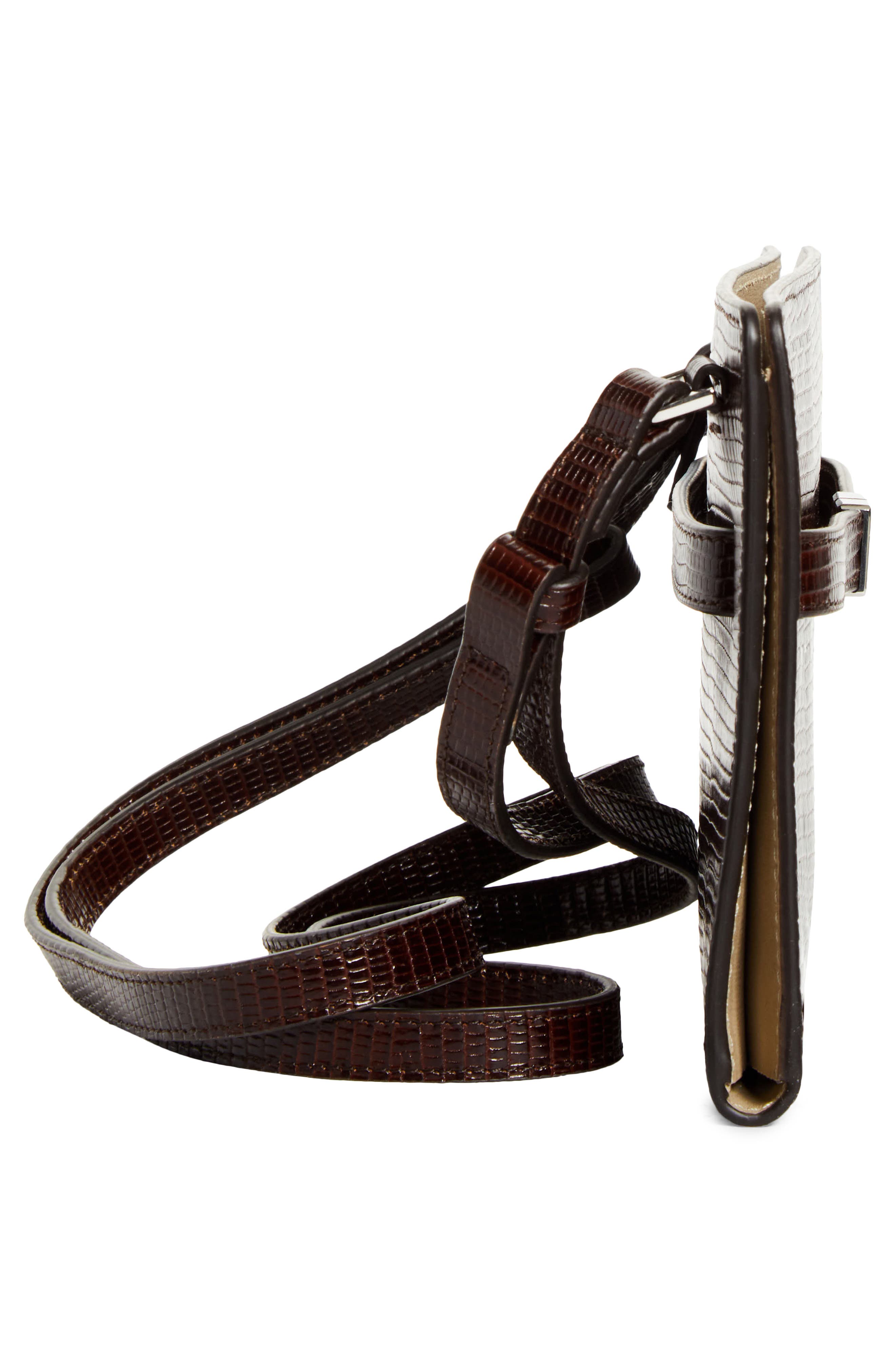 Belted Lizard Embossed Crossbody Bag, Alternate, color, BROWN