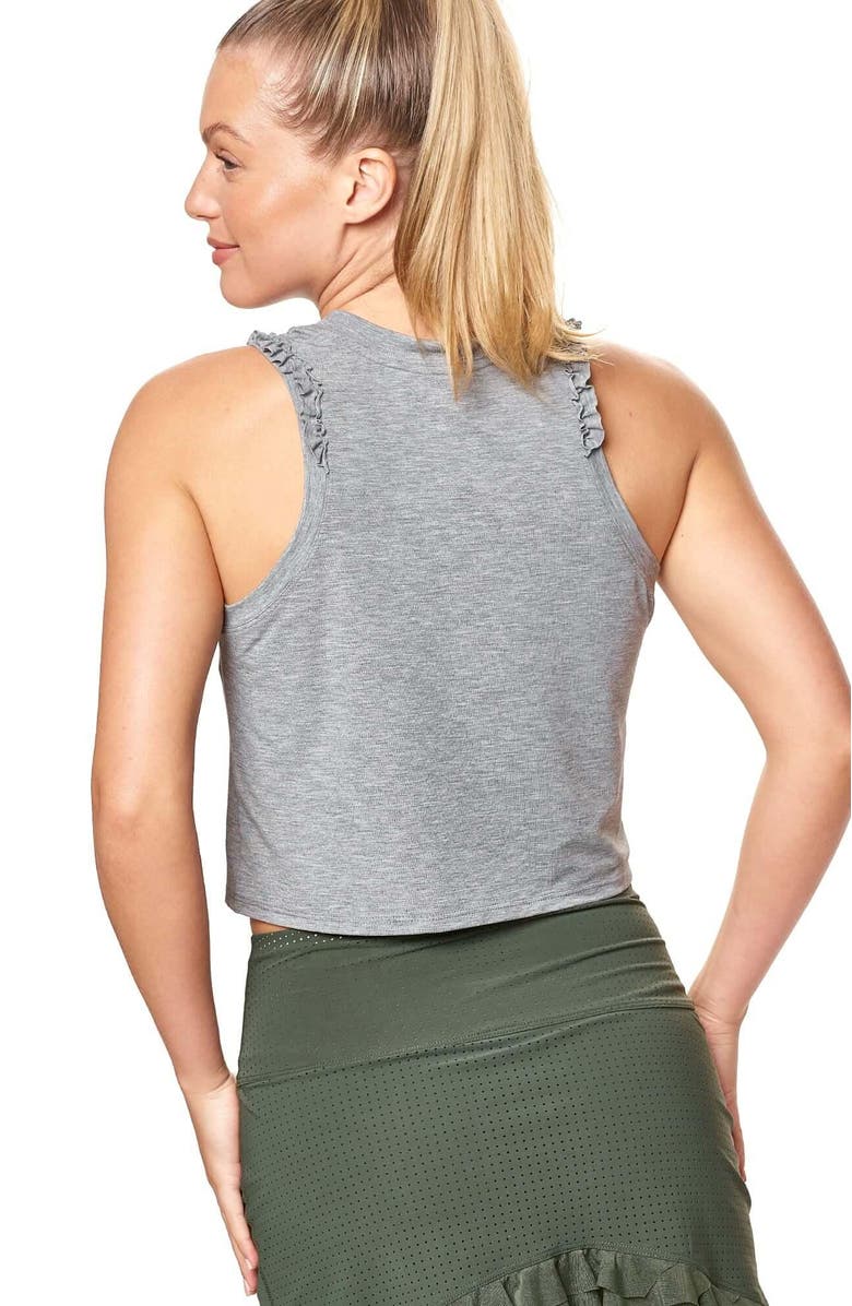 Bobbe Active Ruffle Tank, Alternate, color, Heather Grey