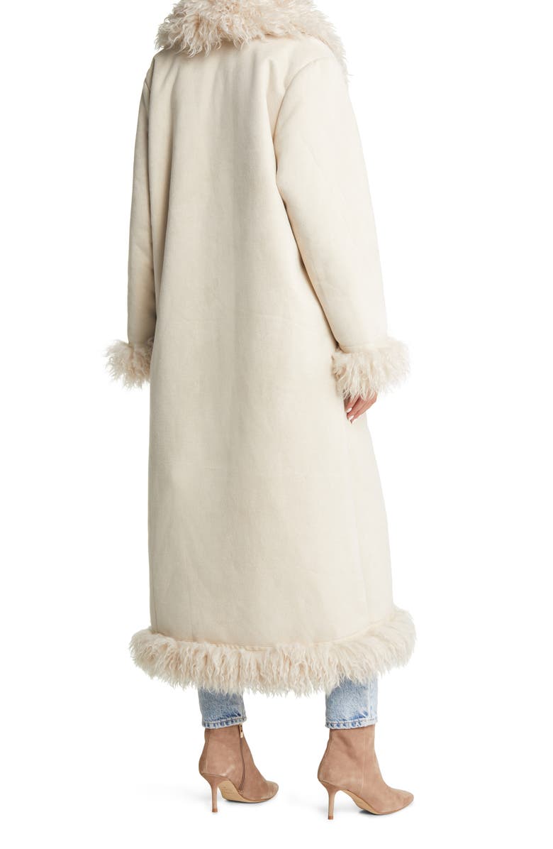 AZALEA WANG Longline Trench Coat with Faur Fur Trim, Alternate, color,