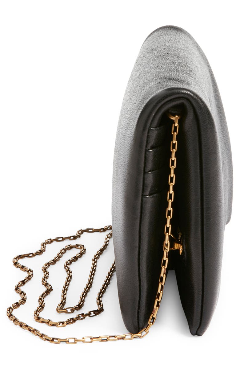 Saint Laurent Large Leather Wallet on a Chain, Alternate, color, Nero