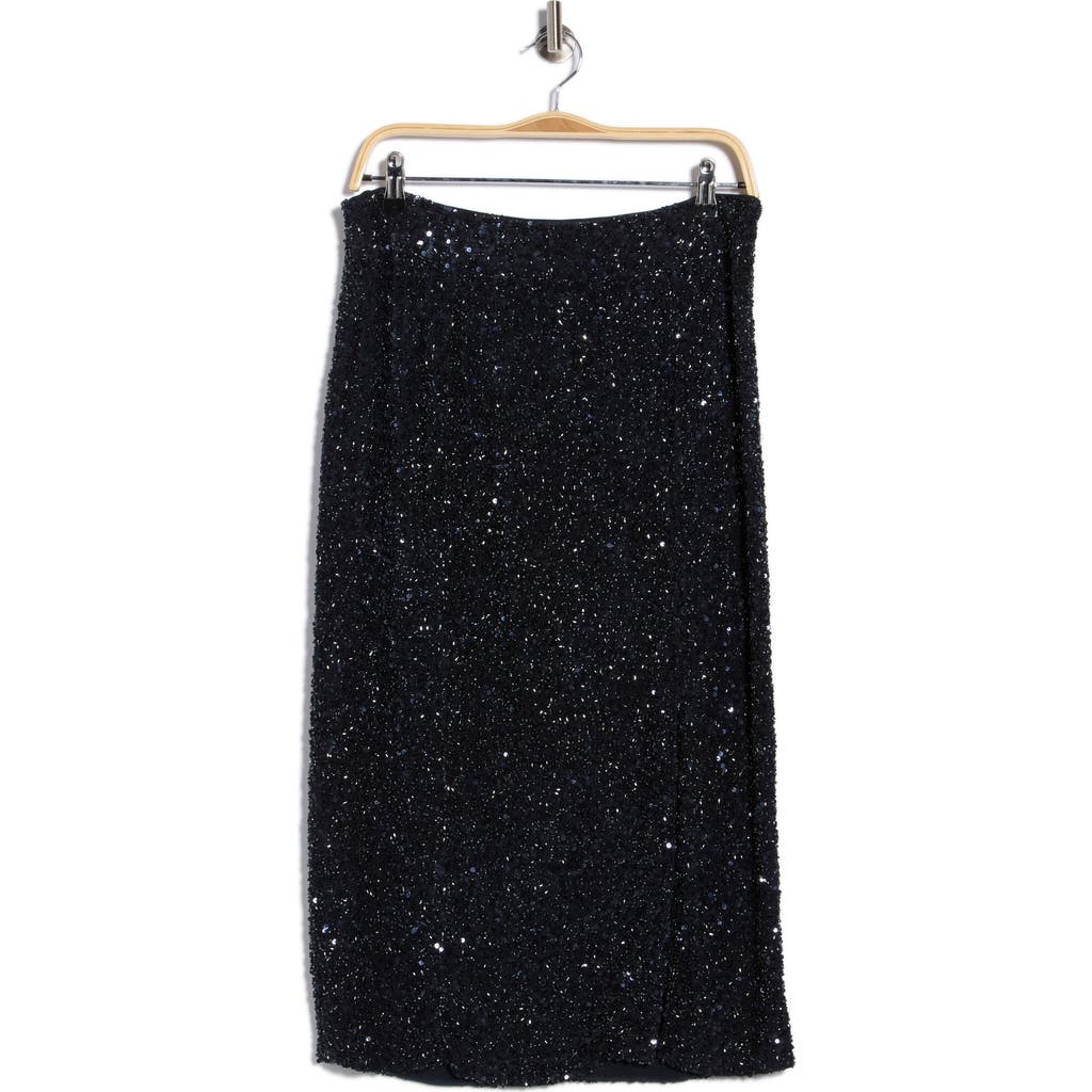 Twp Paltrow Silk Sequin Embellished Midi Skirt In Black