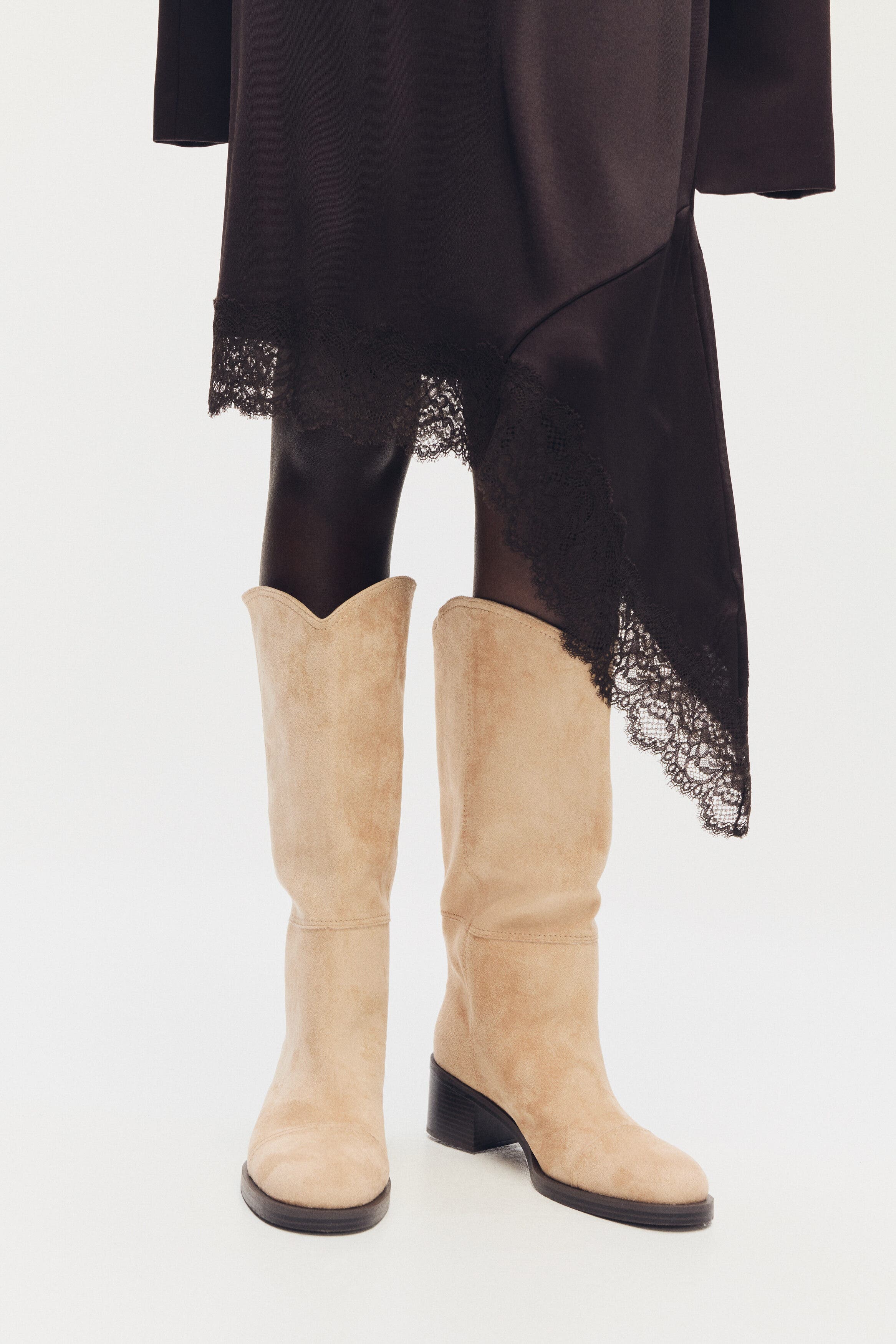 H&M Knee-high Boots, Alternate, color, Beige