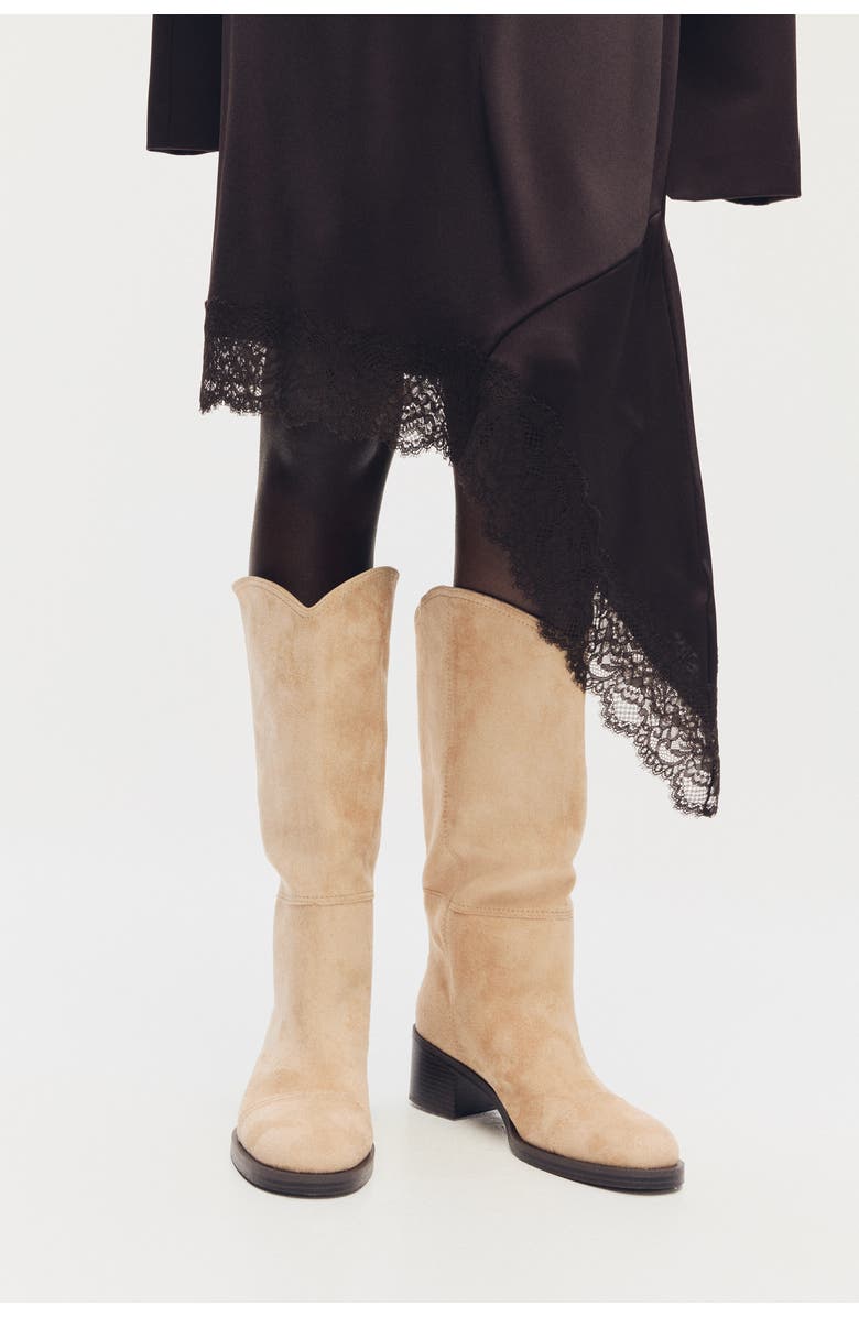 H&M Knee-high Boots, Alternate, color, Beige