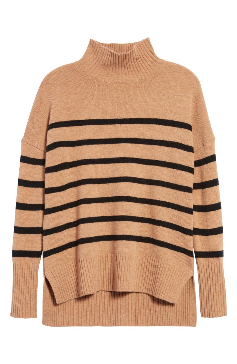 Boden Stripe Oversize Merino Wool Turtleneck Swater, Alternate, color,