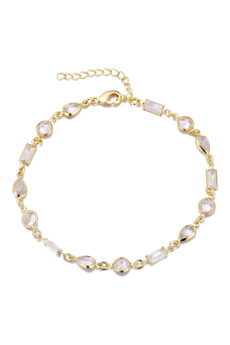 Mixed Shape Cubic Zirconia Bracelet, Main, color, GOLD