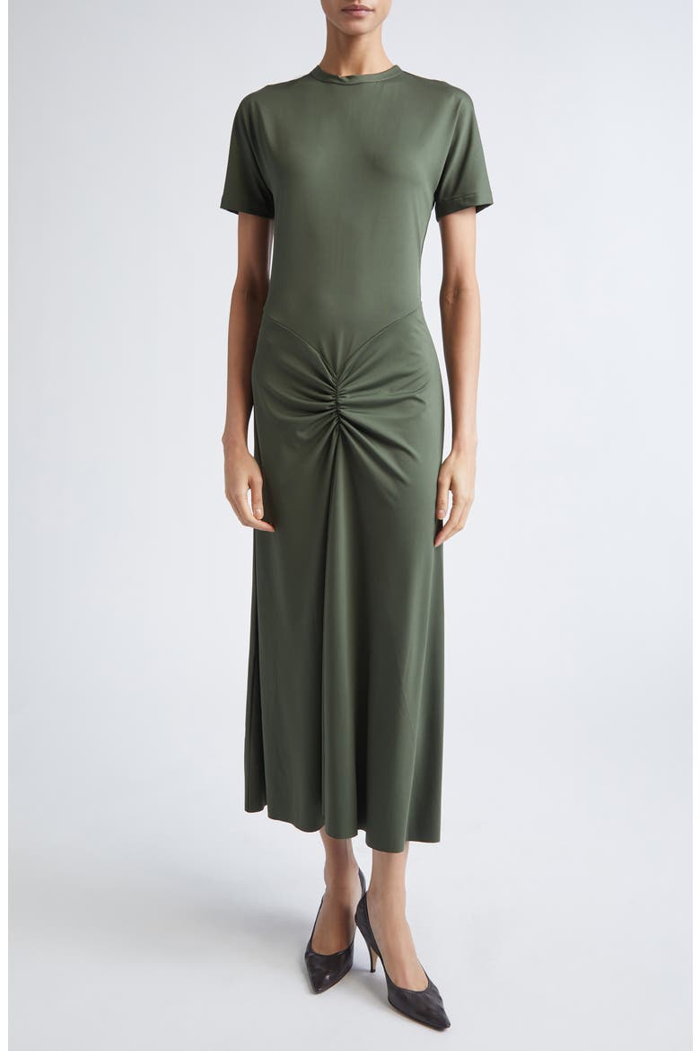Gathered Detail T-Shirt Midi Dress, Main, color, OREGANO