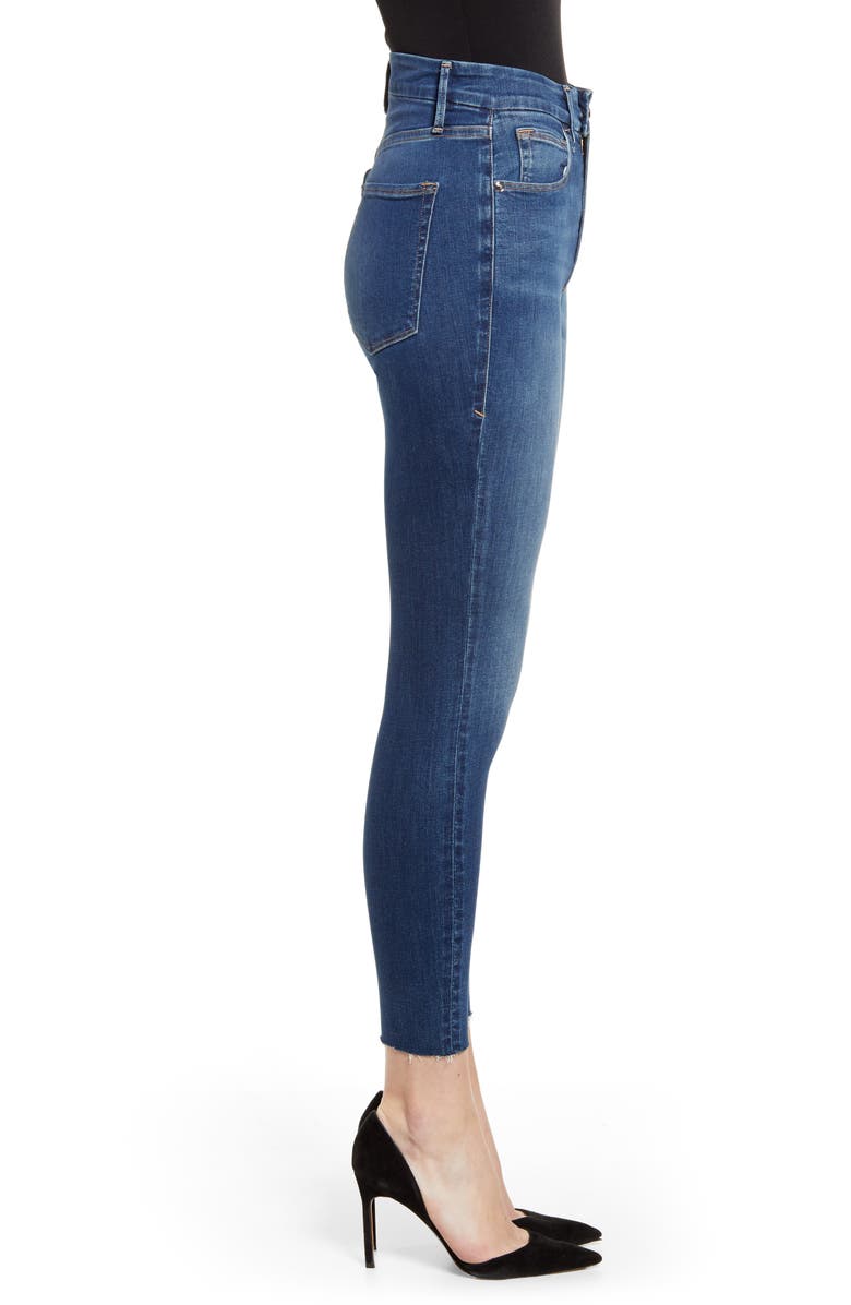Good American Good Waist High Waist Raw Hem Ankle Skinny Jeans, Alternate, color, 