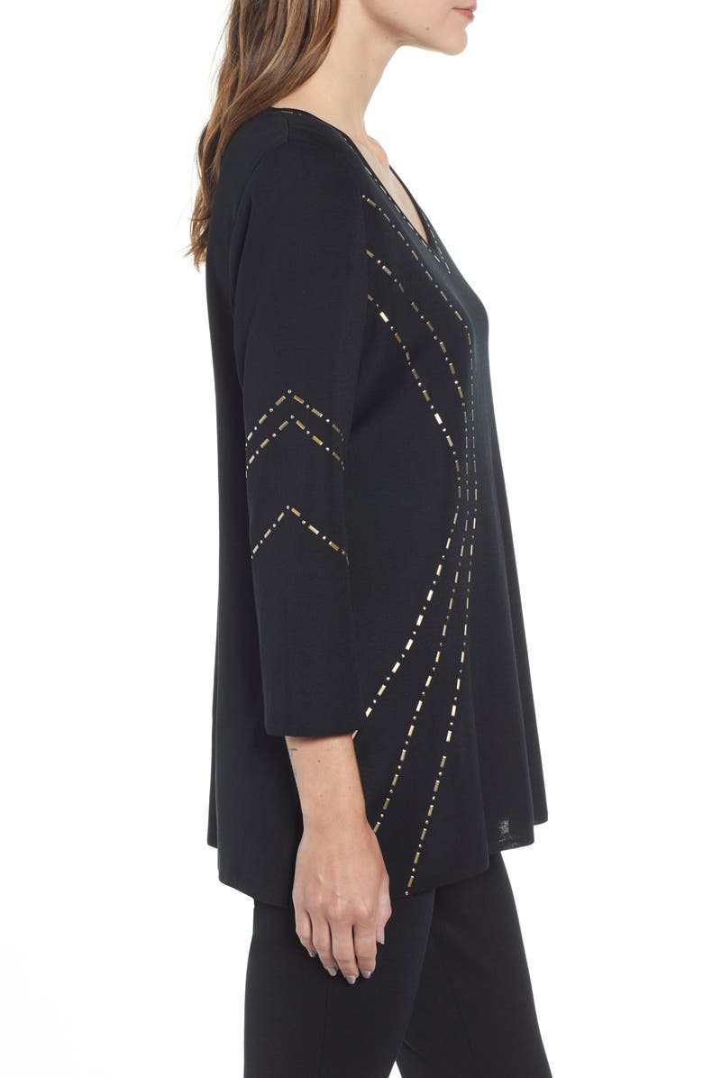 Ming Wang Studded Tunic Sweater, Alternate, color, 