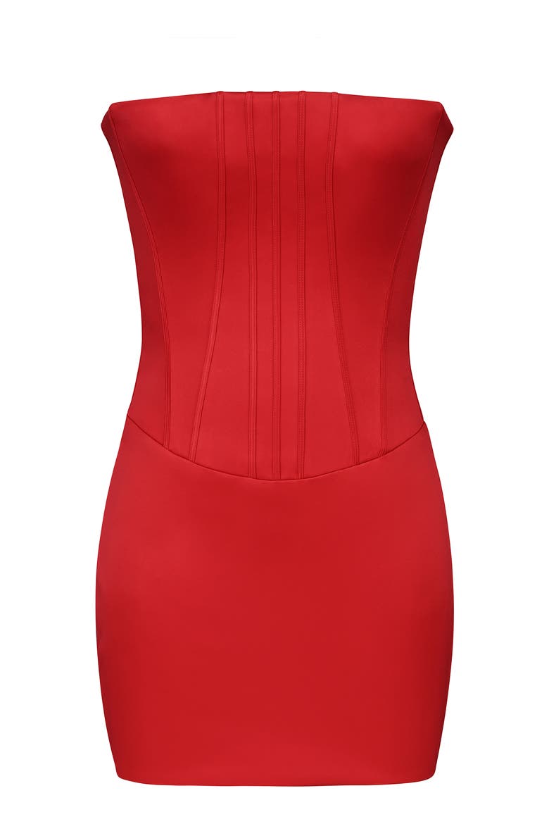 Laila Strapless Satin Minidress, Alternate, color, RED