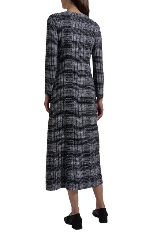 Misook Heritage Fit Tweed Knit Maxi Dress In Black/white