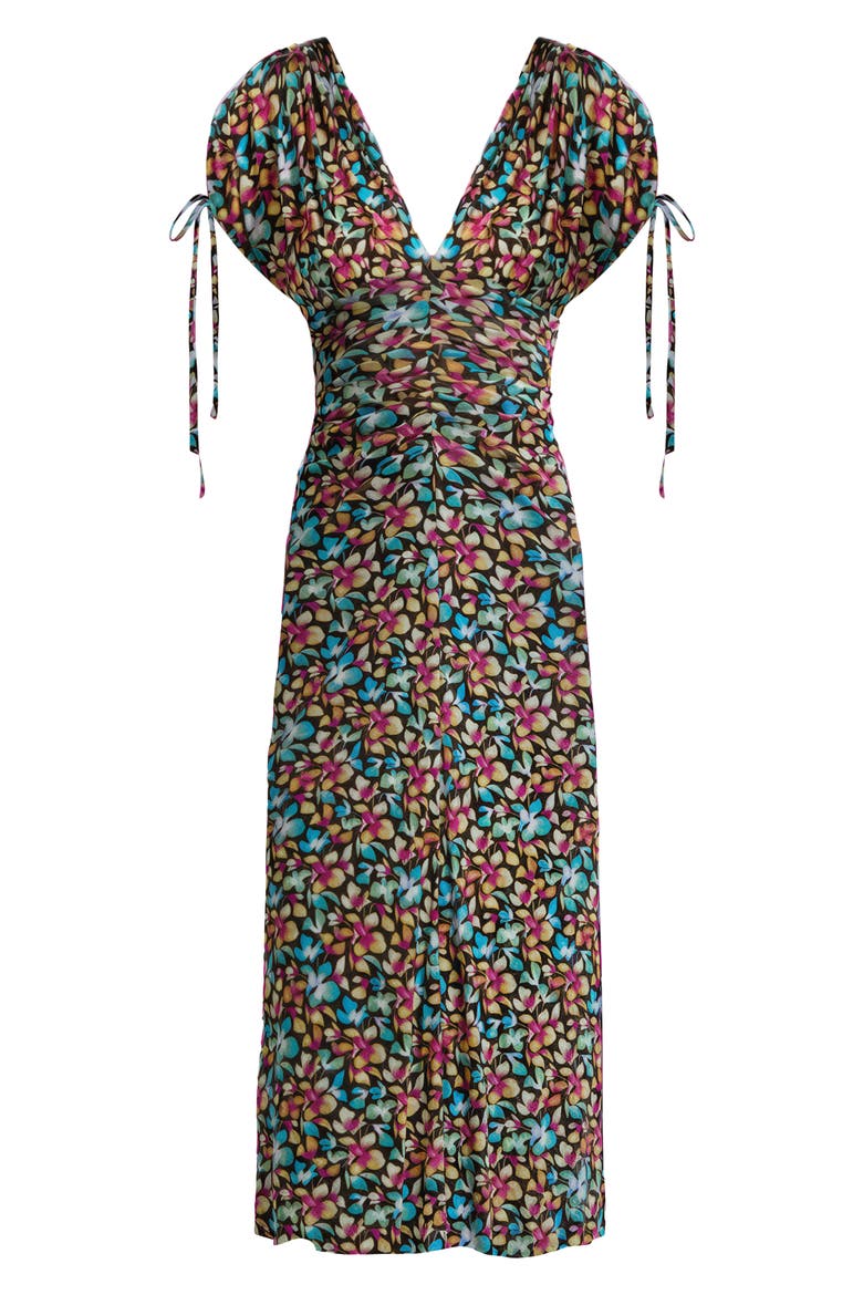 Ella Floral Midi Dress, Alternate, color, SHERBET PONY MULTI