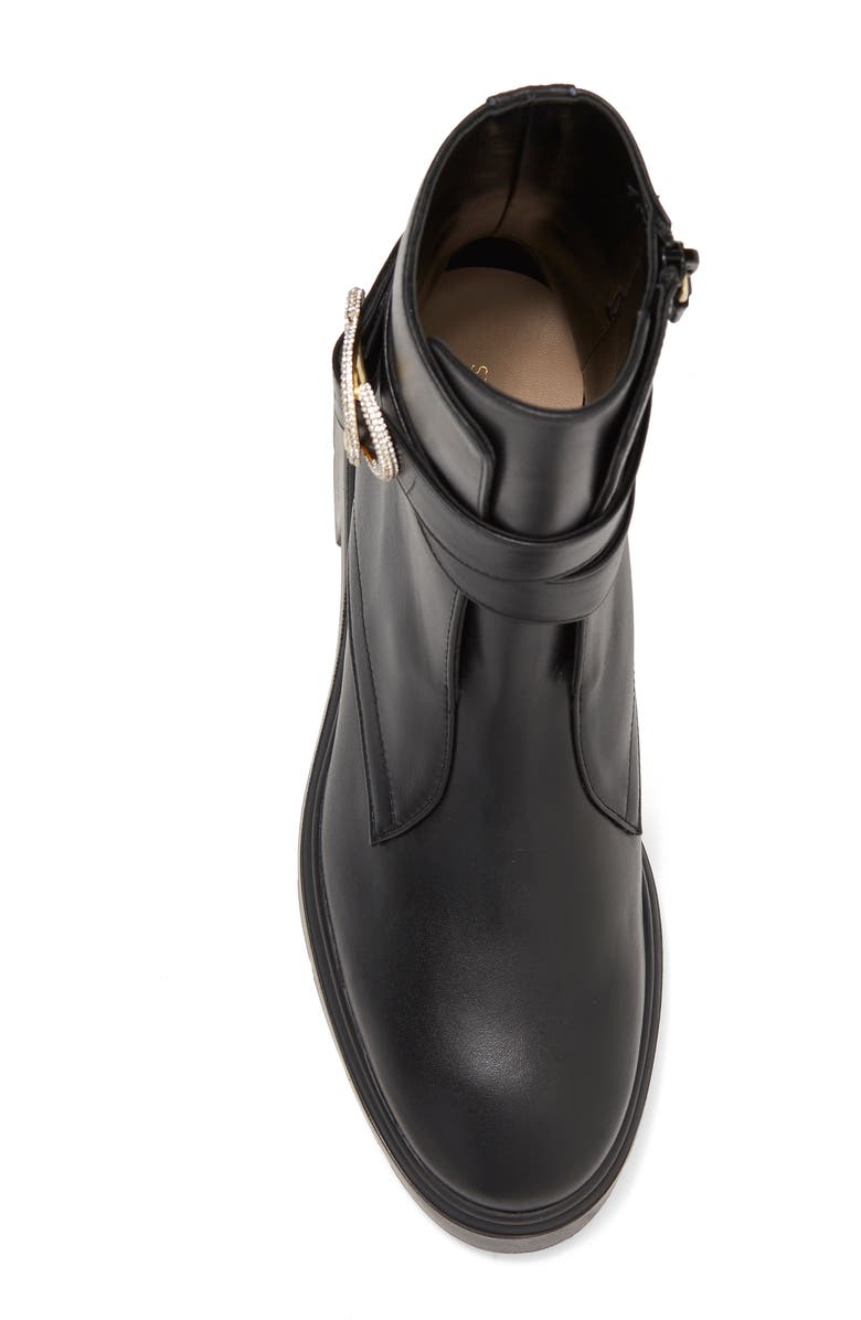 Stuart Weitzman Crystal Buckle Zip Bootie, Alternate, color,