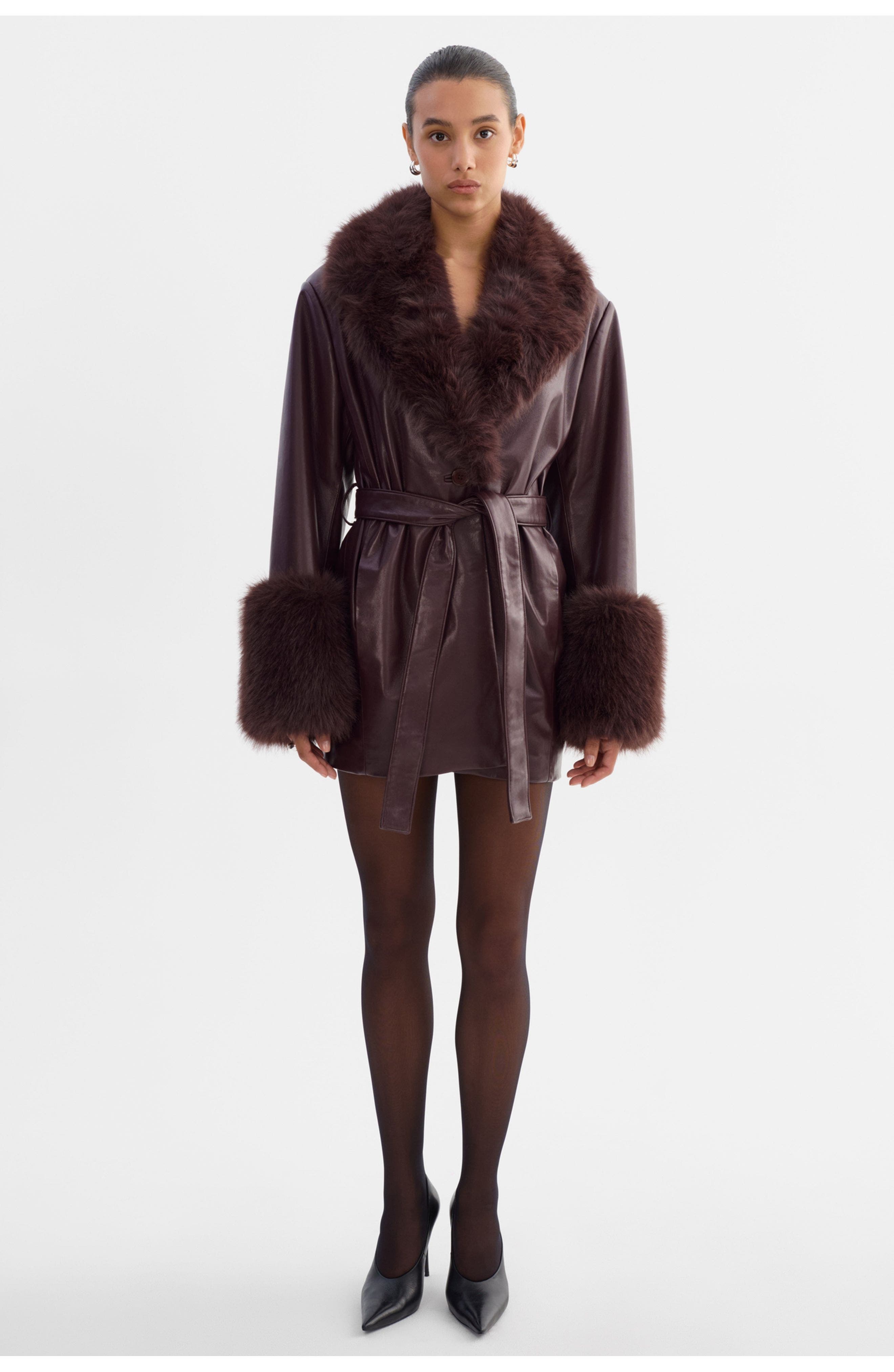 Rosabella | Recycled Leather Mid-Length Coat - image 3