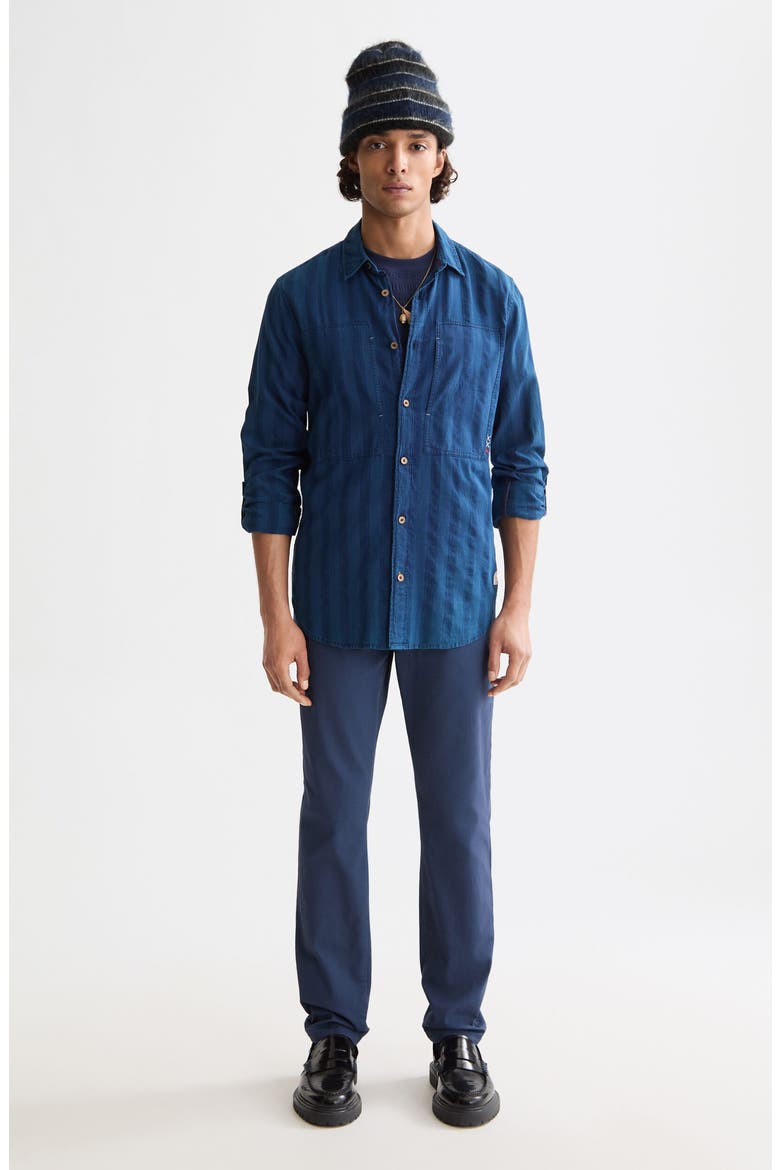Textured Indigo Button-Up Shirt, Alternate, color, WASHED INDIGO