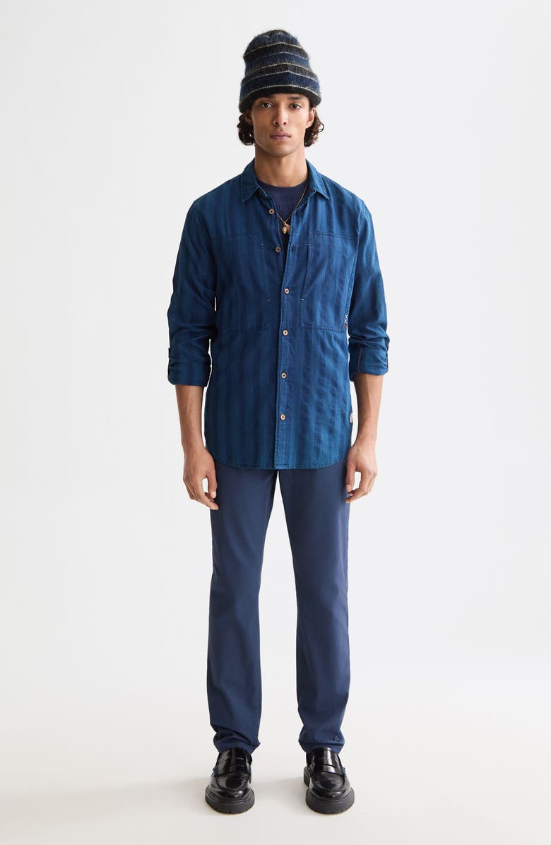 Scotch & Soda Textured Indigo Button-Up Shirt, Alternate, color, Washed Indigo