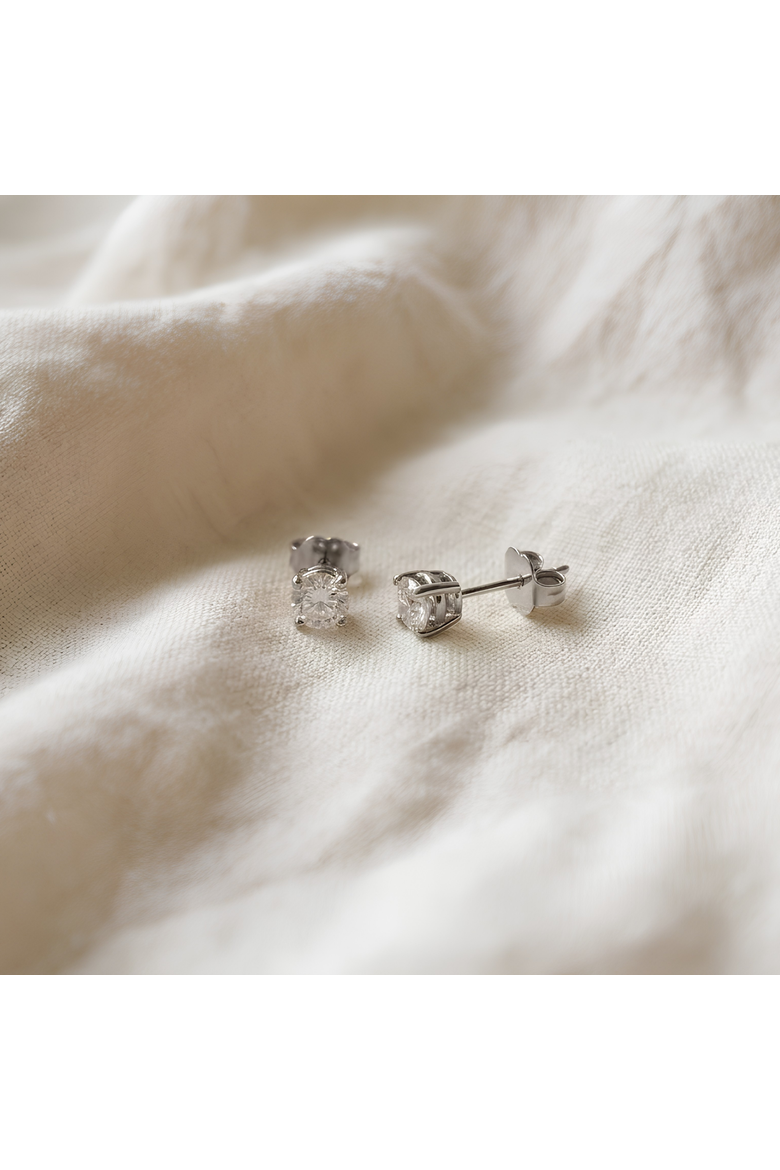 Valeria 14K Gold 0.60 Ct TW F VVS2 Lab Grown Round Diamond Stud Earrings, Alternate, color, 14K White Gold