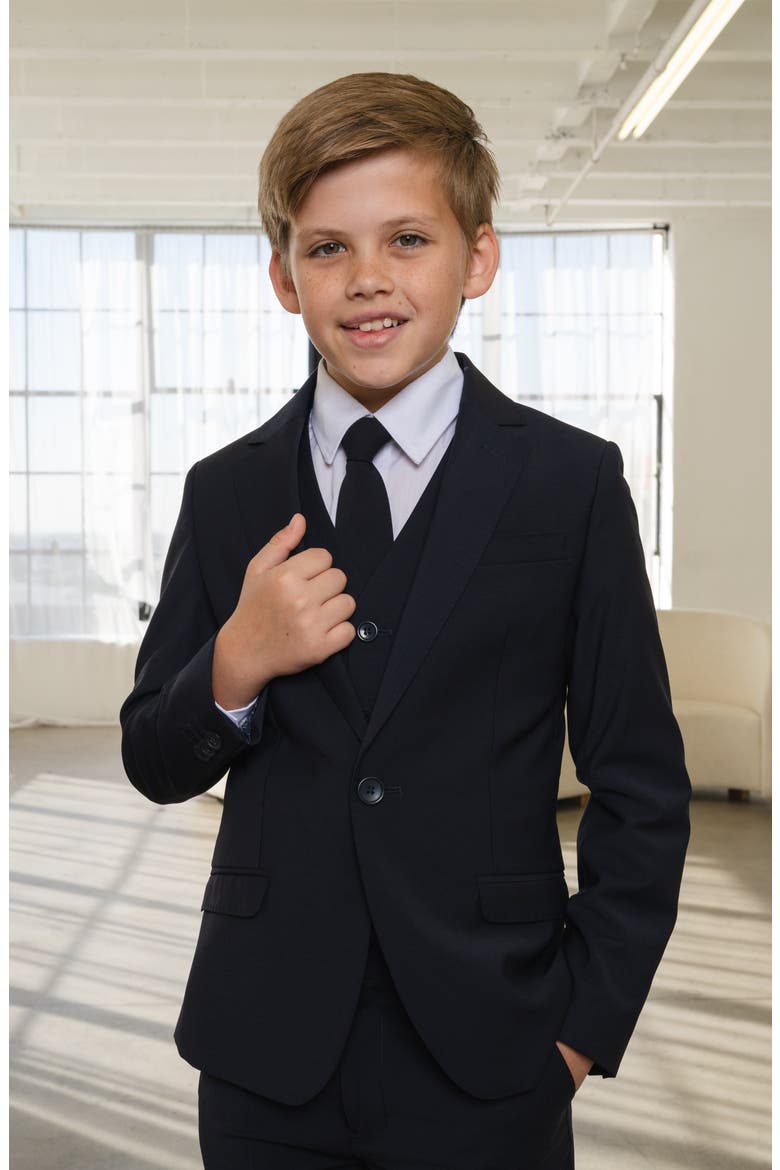 Kids' Luxor 5-Piece Slim Fit Suit, Alternate, color, Midnight Navy