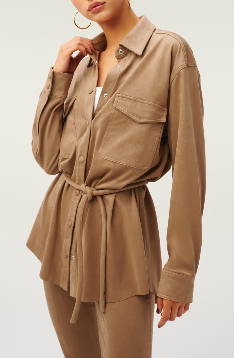 Good American Belted Shirt Jacket, Alternate, color,