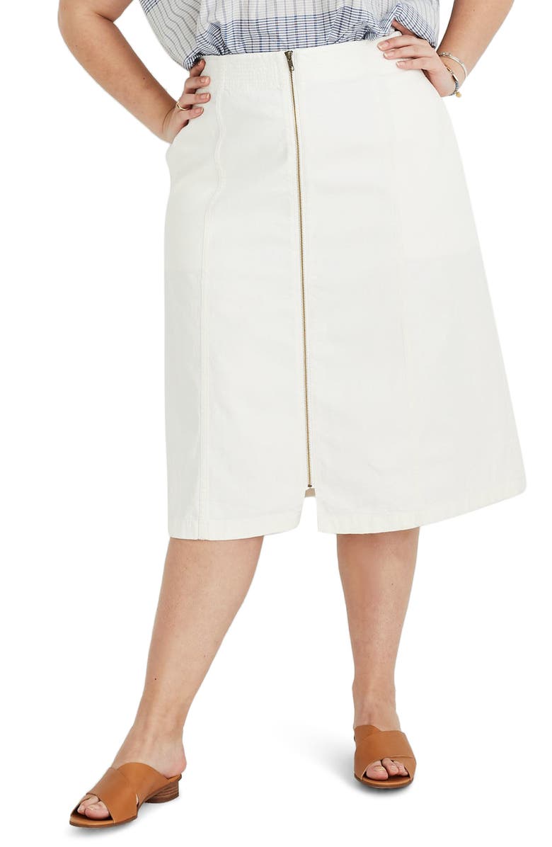 Madewell Rigid Denim Zip Midi Skirt, Alternate, color, 