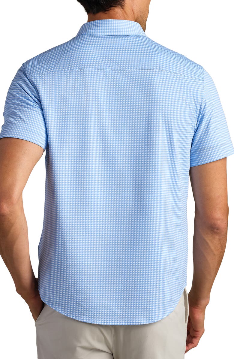 Rhone Commuter Short Sleeve Button-Up Shirt, Alternate, color, Light Blue Gingham