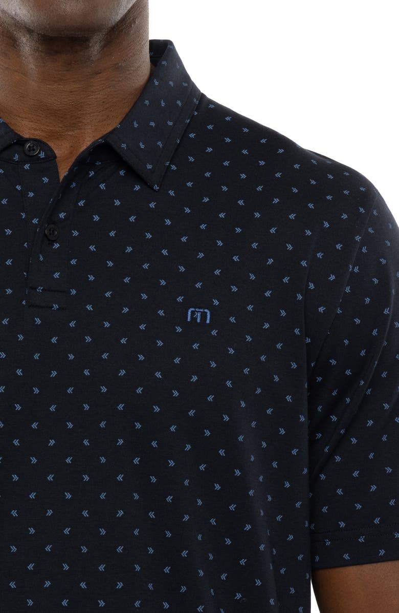TravisMathew Cape Verde Geo Print Stretch Polo, Alternate, color, Black