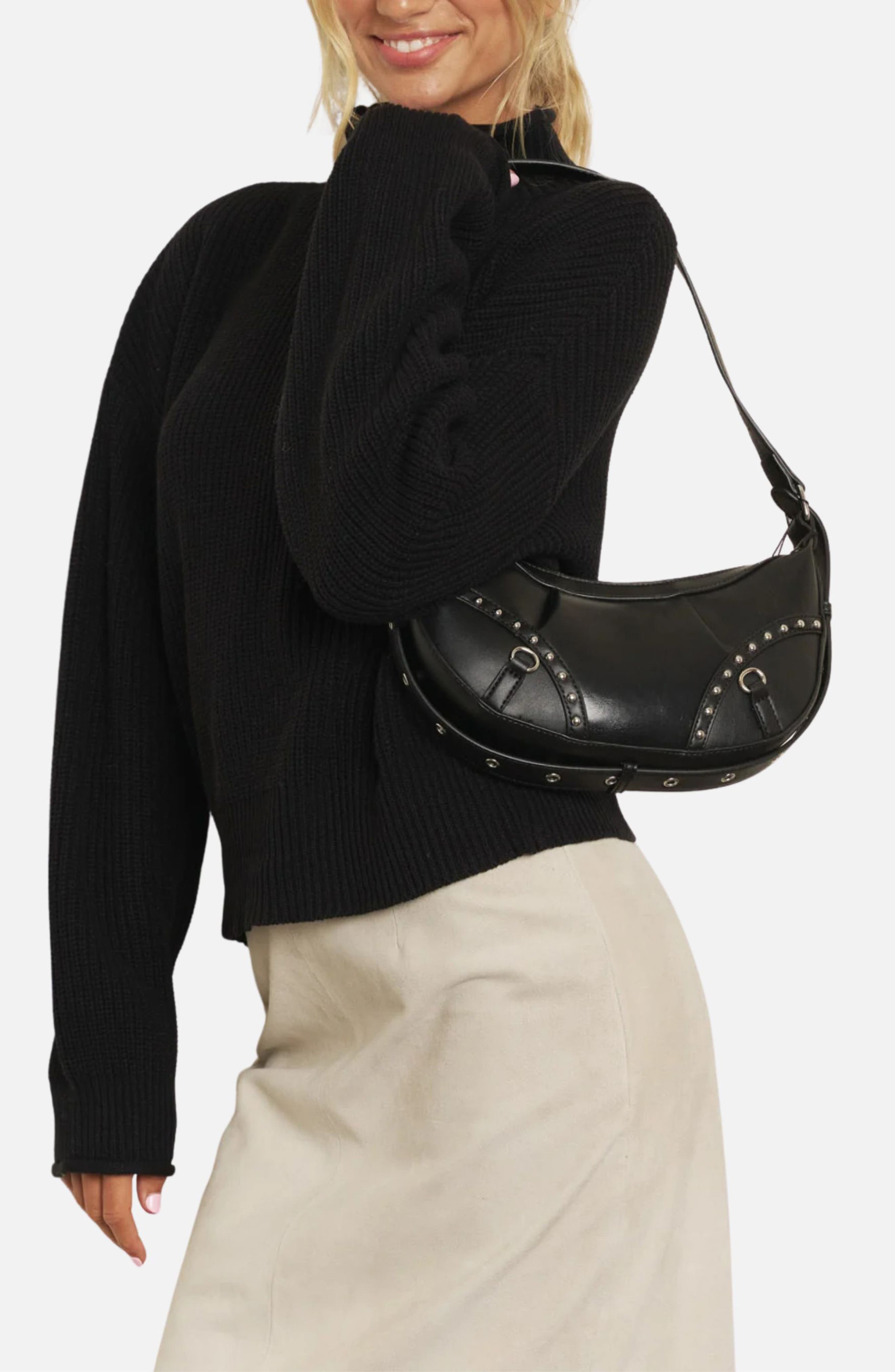 Blu Pepper Ribbed Mock Neck Cropped Sweater (Women) | Nordstromrack