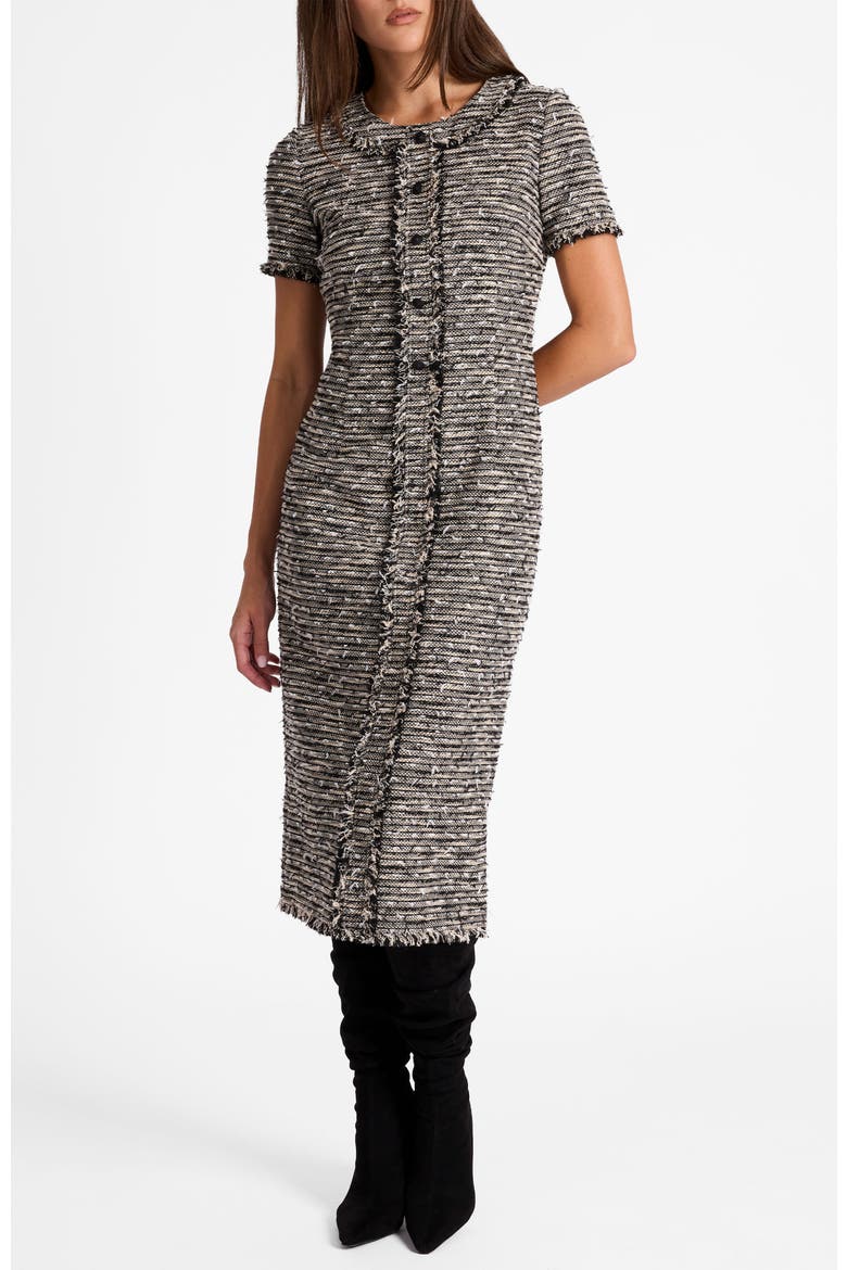 Cass Midi Tweed Dress, Main, color, SANDSTONE
