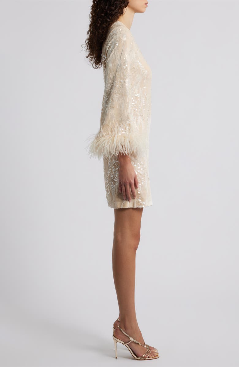 Julia Jordan Sequin Embellished Minidress, Alternate, color, Cream