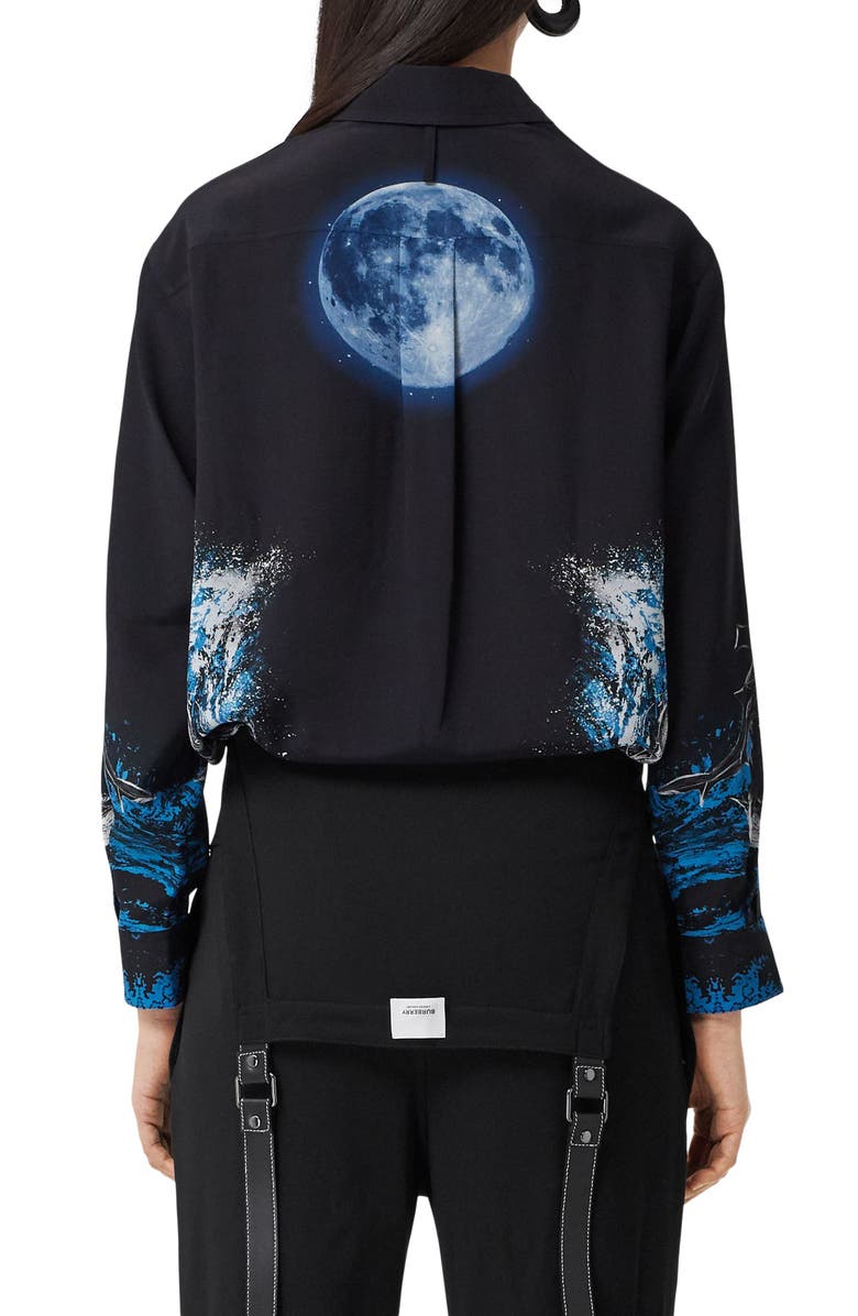 Burberry Carlota Mermaid Button-Up Silk Blouse, Alternate, color,