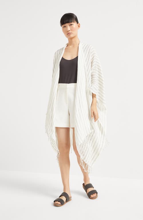 Brunello Cucinelli Poncho With Fringe In Panama