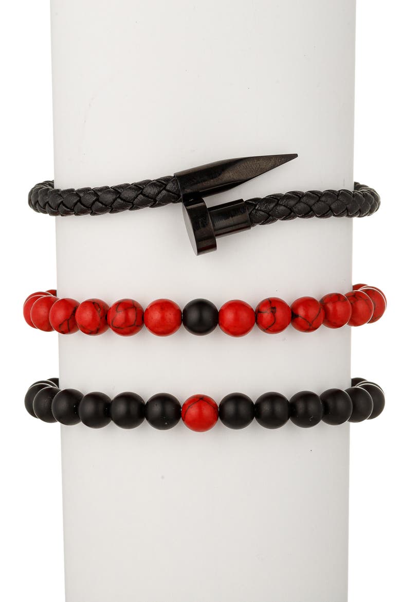 Men's Set of 3 Colin Beaded Bracelets, Alternate, color, BLACK