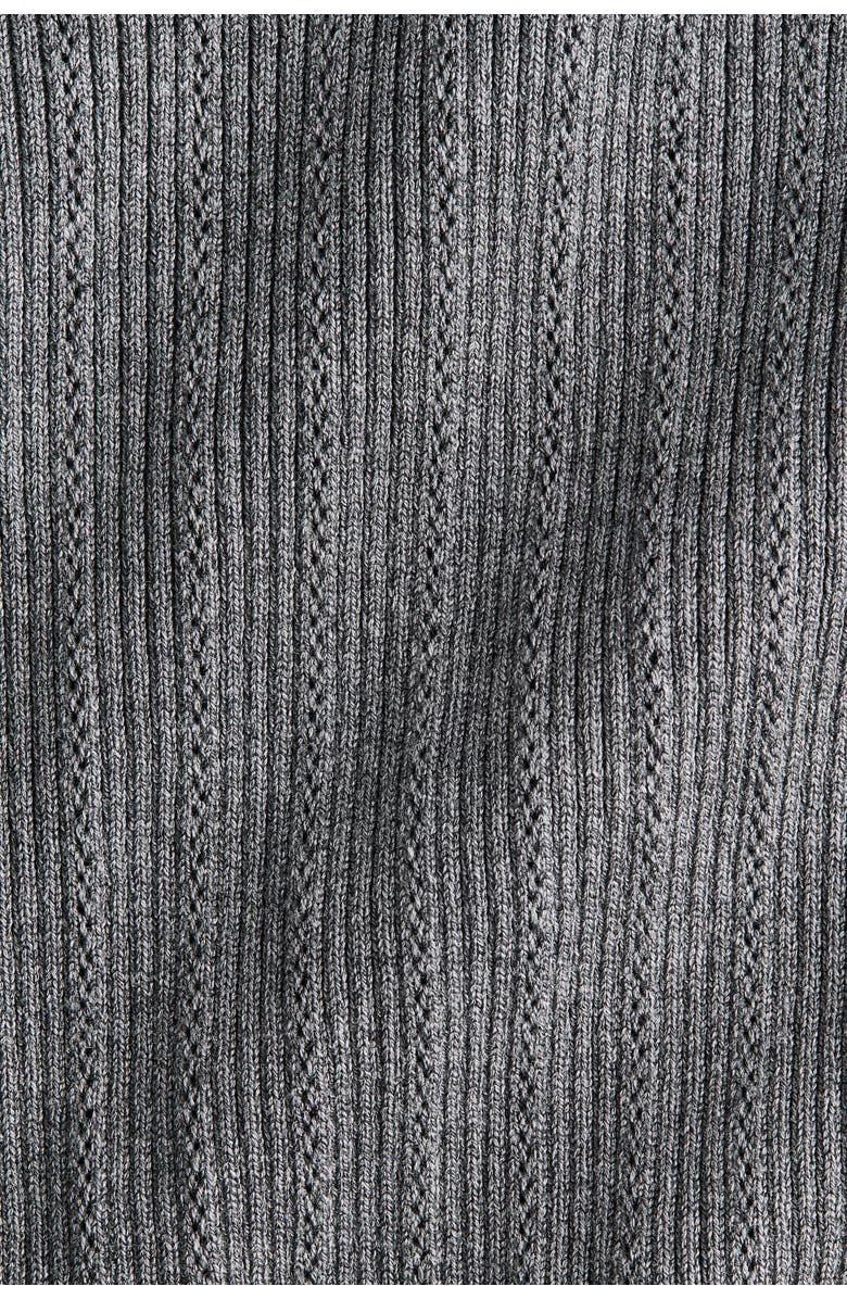 H&M Pointelle-knit Top, Alternate, color, Gray Melange