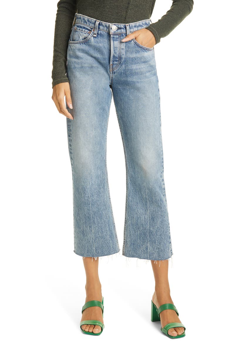 Maya High Waist Crop Flare Jeans, Main, color, FARROW