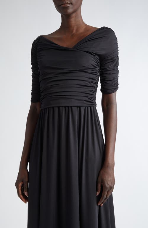 Altuzarra Char Ruched Elbow Sleeve Maxi Dress In 000001 Black
