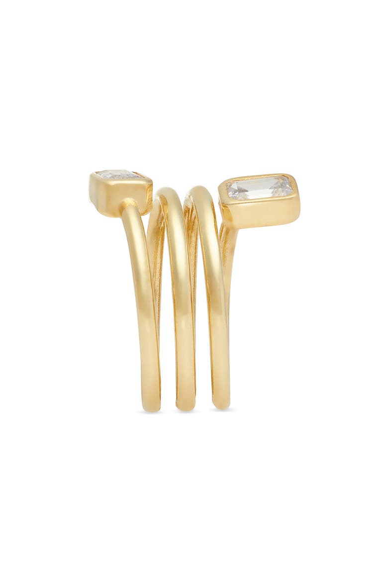 Emerald Cut Spiral Statement Ring, Alternate, color, GOLD/ WHITE